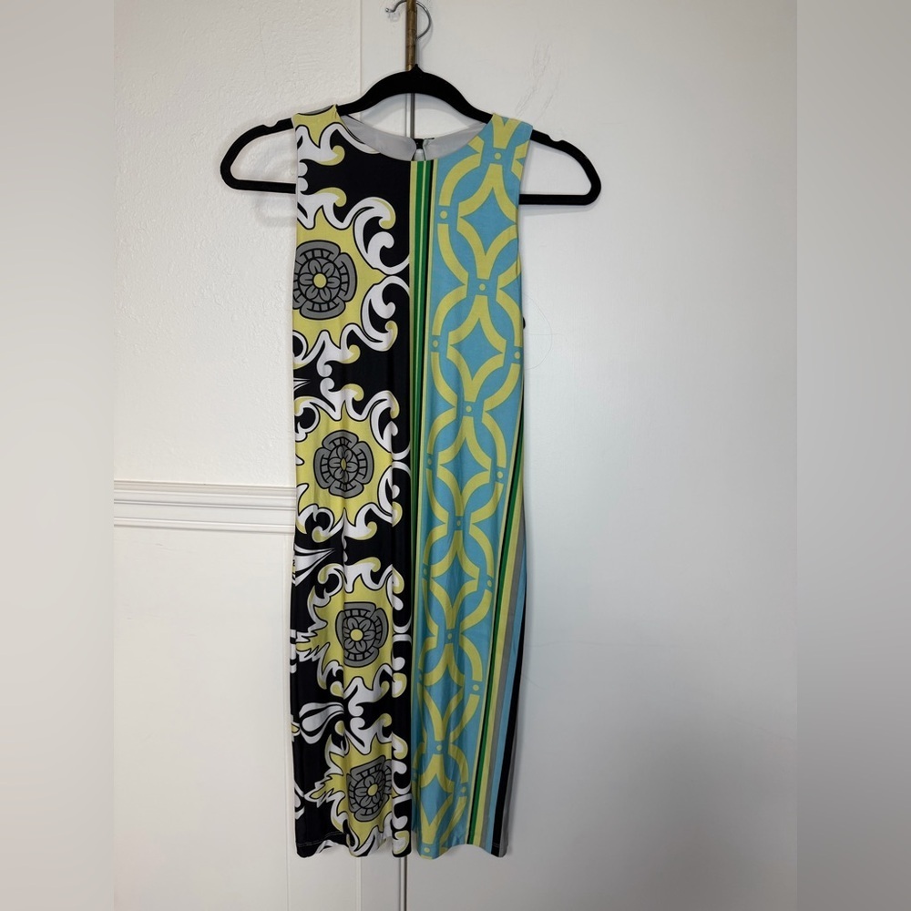 Analili Black and Blue Patterned Midi Dress size M